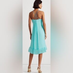 Eyelet Sleeveless Shift Dress Color: Aqua Blue - Ralph Lauren, size 8